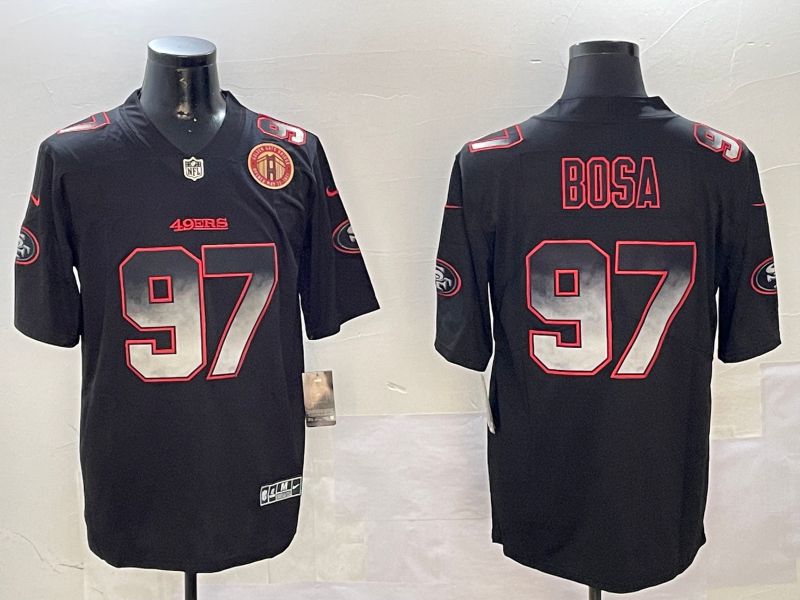 Men San Francisco 49ers #97 Bosa Black Nike Smoke Fashion 2024 Limited NFL Jersey style 5